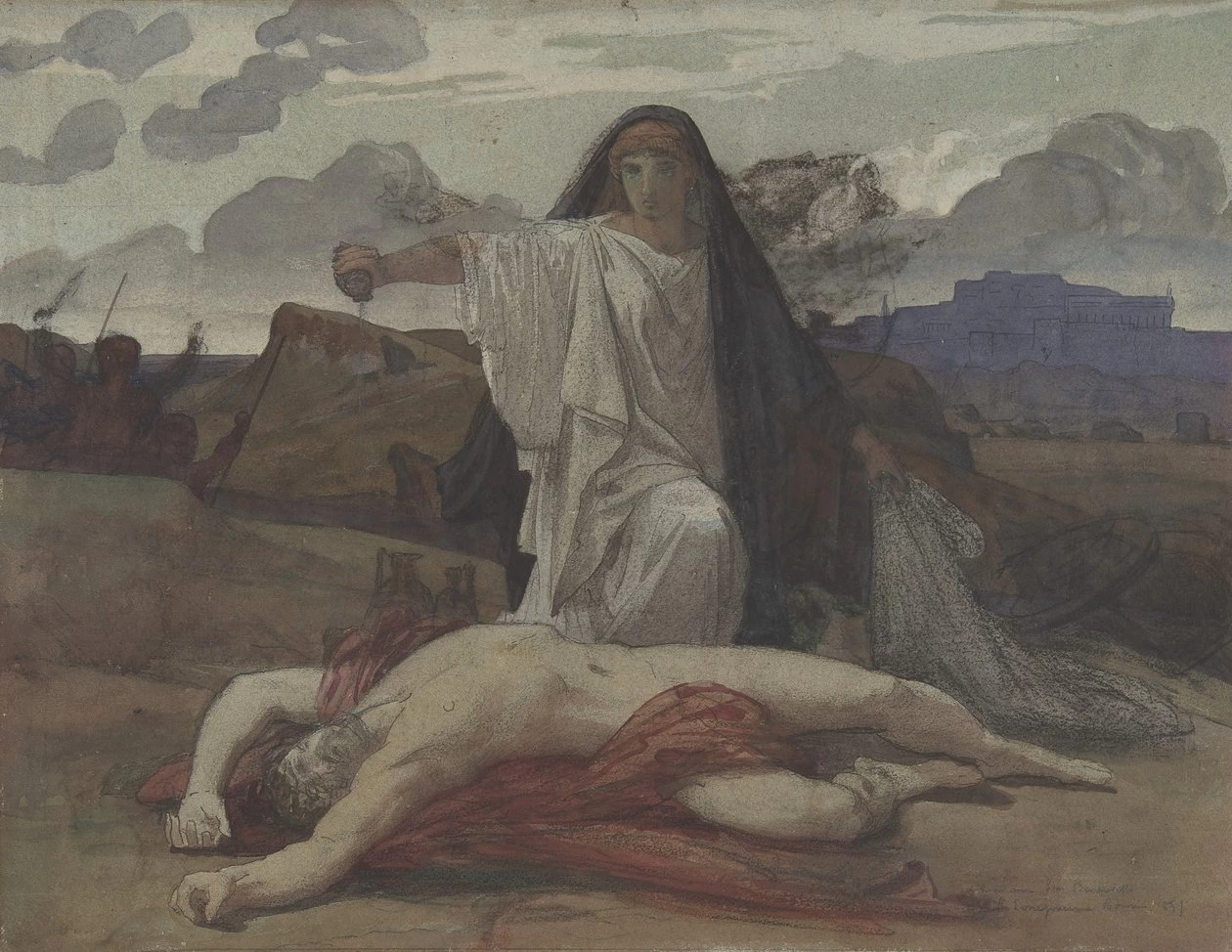Antigone Dà Sepoltura Simbolica al Corpo di Suo Fratello Polinice